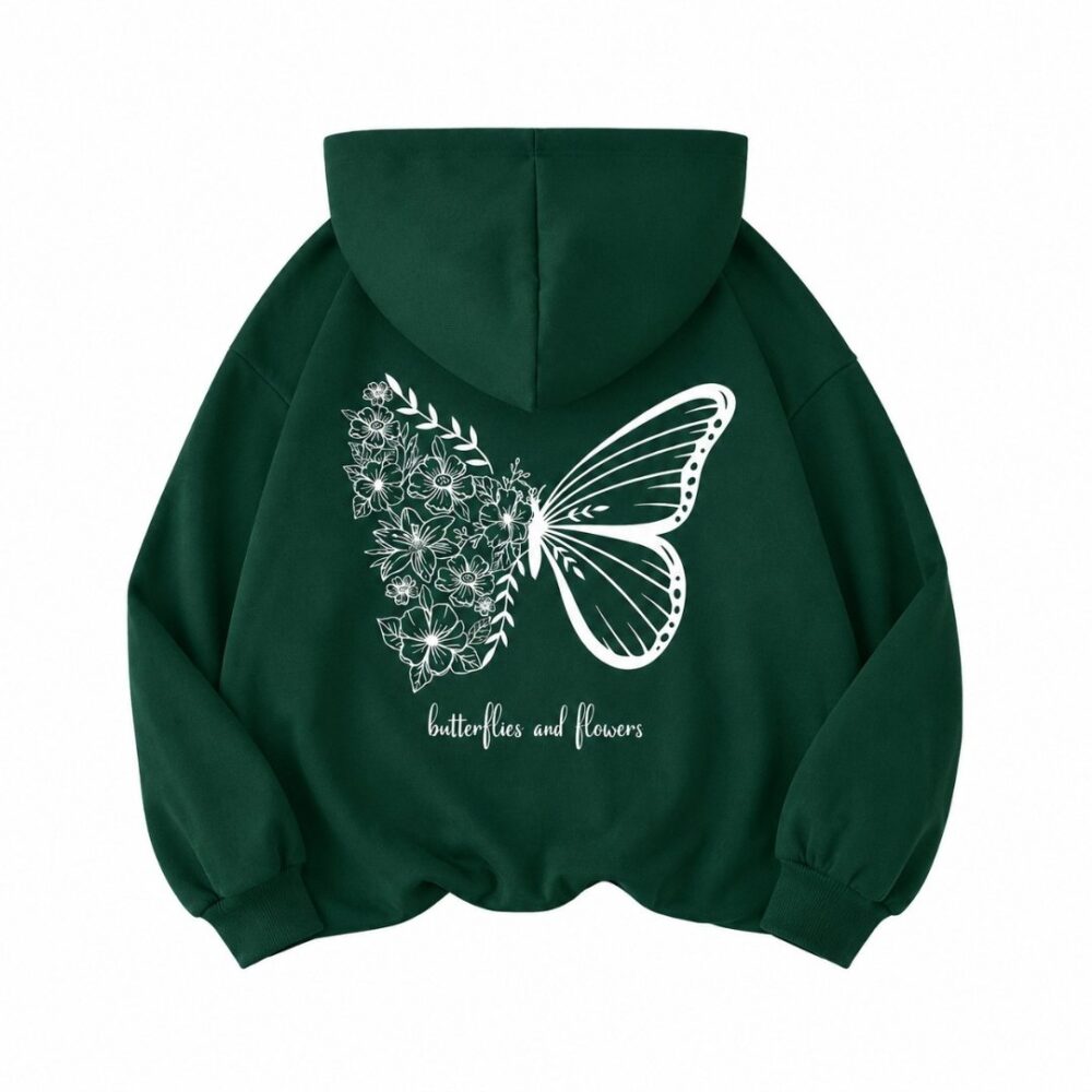 Hoodie Butterfly Flowers
