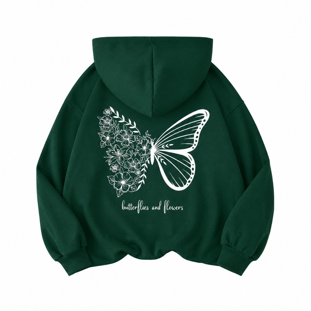 Hoodie Butterfly Flowers